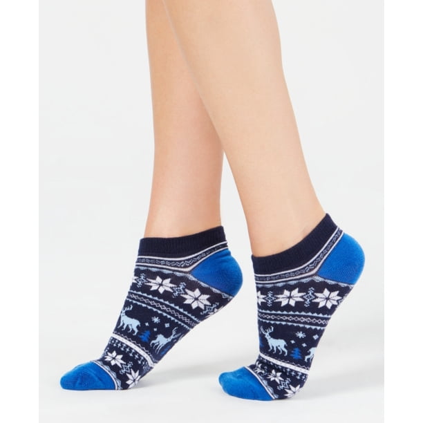 Charter Club Womens Printed Slipper Socks Navy Fairisle 